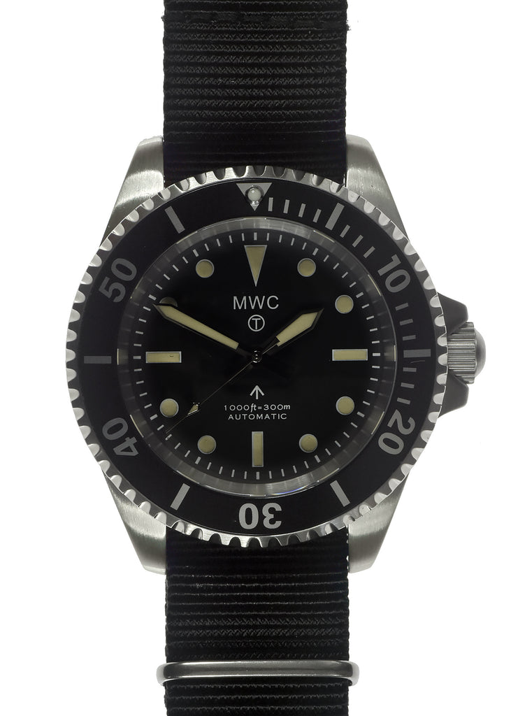 MWC 24 Jewel 1982 Pattern 300m Automatic Military Divers Watch with  Sapphire Crystal on a NATO Webbing Strap (Non Date Version)