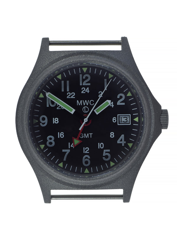 MWC GMT (Dual Time Zone) 100m/330ft Water resistant Military Watch in Stainless Steel Case with Screw Crown