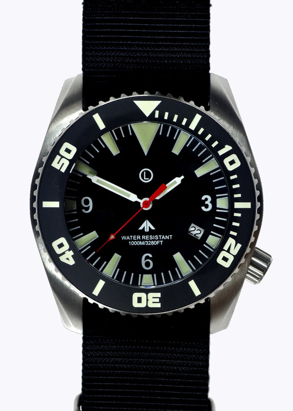 MWC "Depthmaster" 100atm / 3,280ft / 1000m Water Resistant Military Divers Watch in Stainless Steel Case with Helium Valve (Quartz) - Contract Surplus Reduced to Half Price!! Located in the United States