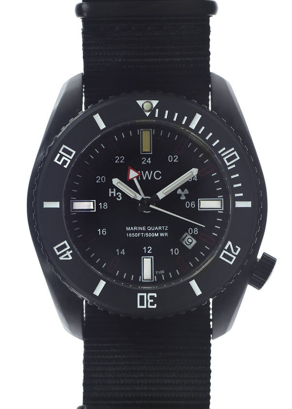 MWC "Submarine / Naval Crew Divers Watch" 500m (1,640ft) Water Resistant Dual Time Zone Military Watch in PVD Stainless Steel Case with GTLS and Helium Valve - Hands Need Adjustment