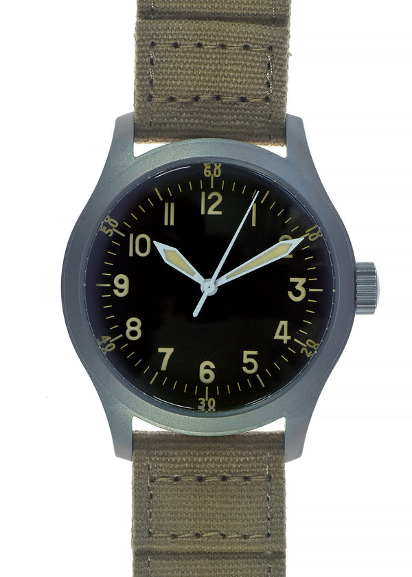 A-11 1940s WWII Pattern Military Watch (Automatic) with 100m Water Resistance - 1 Ex Display Watch from the 2023 DSIE Show at the ExCeL Exhibition Centre in London Docklands.