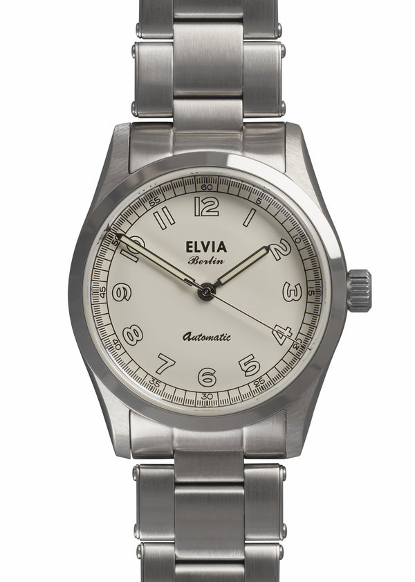 Elvia 1950s Pattern 25 Jewel Automatic Watch with Retro Luminous Paint, Sapphire Crystal with a Retro 1950s Style Bracelet