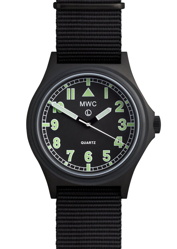 MWC G10 100m / 330ft Water resistant Black PVD Steel Military Watch with Sapphire Crystal - UK NATO Stock Number: NSN 6645-99-493-1283 - Ex Display Watch from the 2023 SPIE Security + Defence Show  Reduced