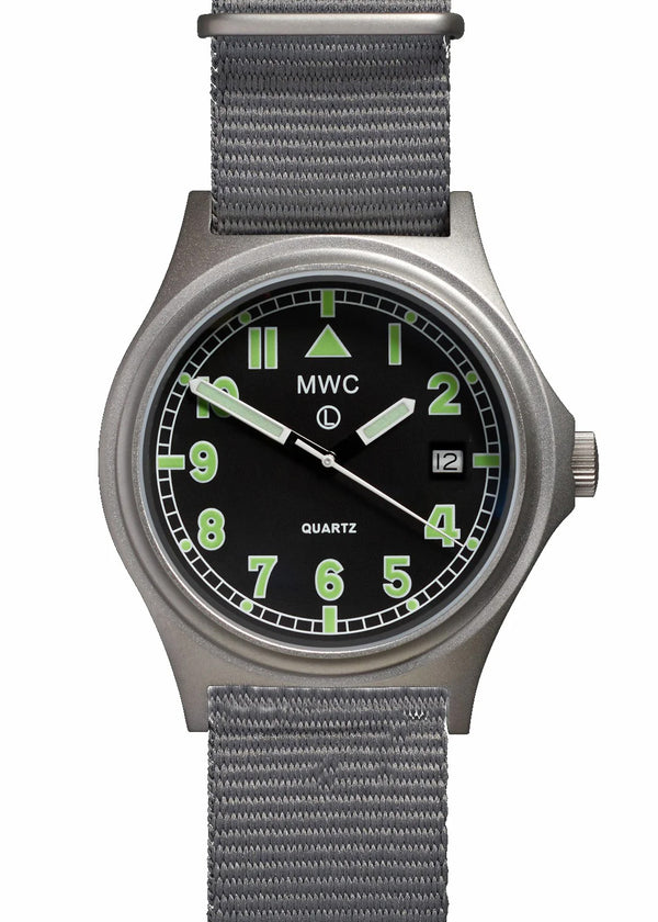 MWC G10 100m / 330ft Water resistant Stainless Steel Military Watch with Sapphire Crystal and Date - NATO Stock Number: NSN 6645-99-472-3228D