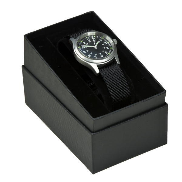 GG-W-113 U.S 1960s Pattern Military Watch with Shatter and Scratch Resistant Sapphire Box Crystal (automatic)
