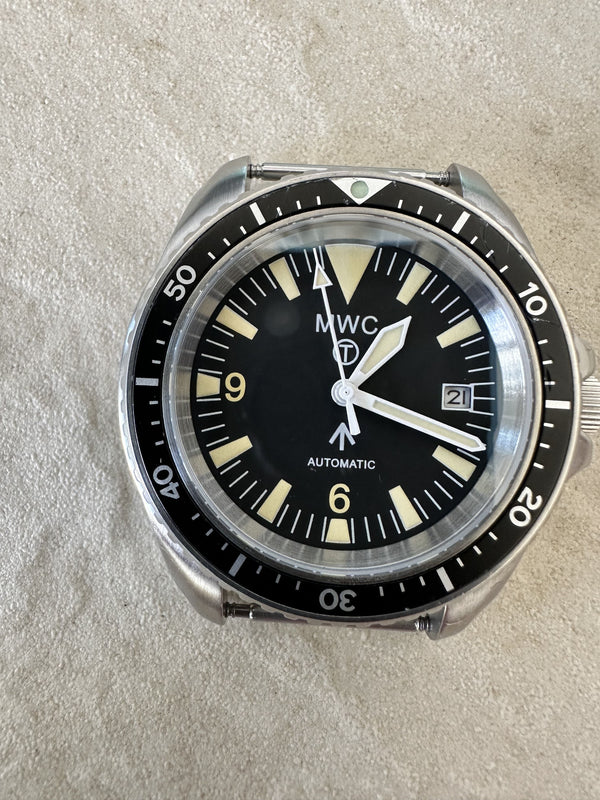 MWC 1999-2001 Pattern Automatic Military Divers Watch  - Retro Luminous Paint, Sapphire Crystal, 60 Hour Power Reserve - Crown Needs Attention