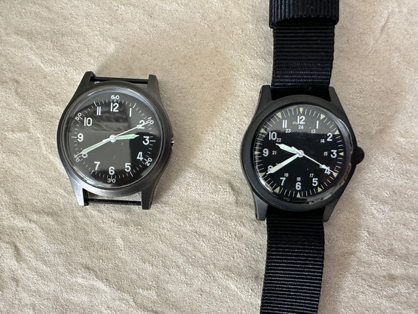 Being Sold as a Pair : 1 x GG-W-113 and 1 x A-11 1940s WWII Pattern Military Watch both in Excellent Condition but the A-11 Needs a Crown