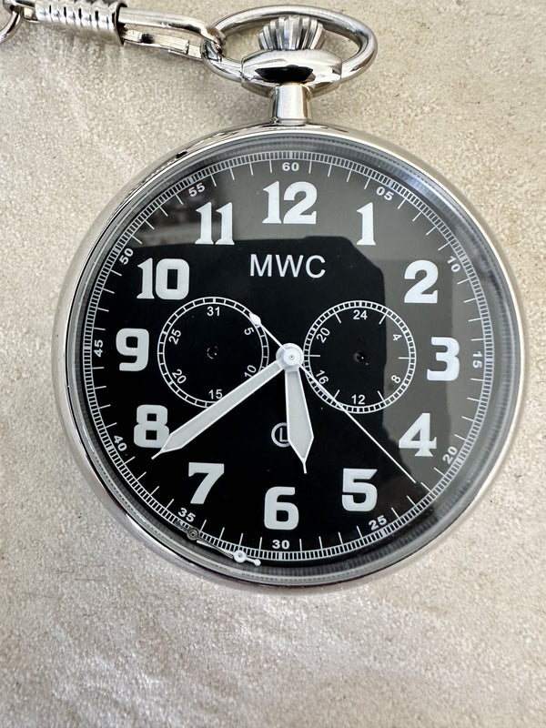 General Service Military Pocket Watch (Hybrid Movement with Black Dial) - Subsidiary Hands Need Resetting but look Brand New