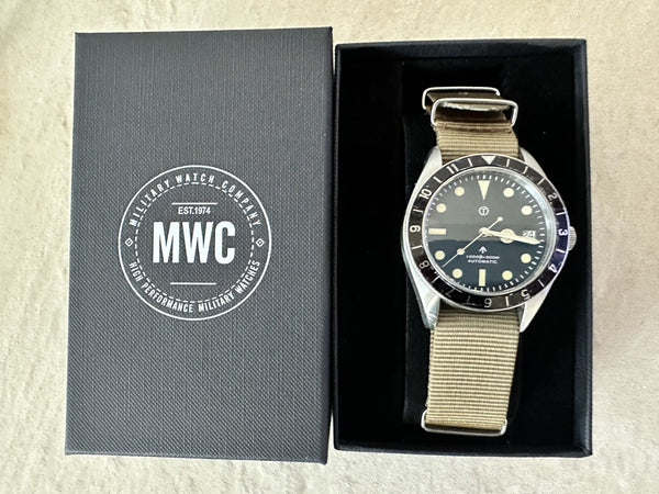 MWC Classic 1960s Pattern Dual Time Zone Automatic Divers Watch with Sapphire Crystal - Running Fine but Might Need a Service