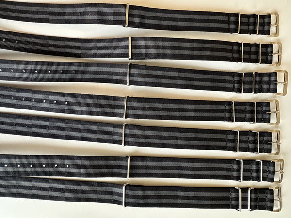 Clearance Bundle of 7 x 18mm James Bond Pattern NATO Military Watch Straps Reduced to Clear