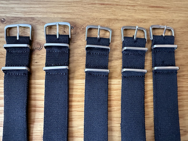 Clearance Bundle of 5 x 20mm Black NATO Military Watch Straps as Pictured - Surplus Stock Reduced to Under Half Price to Clear