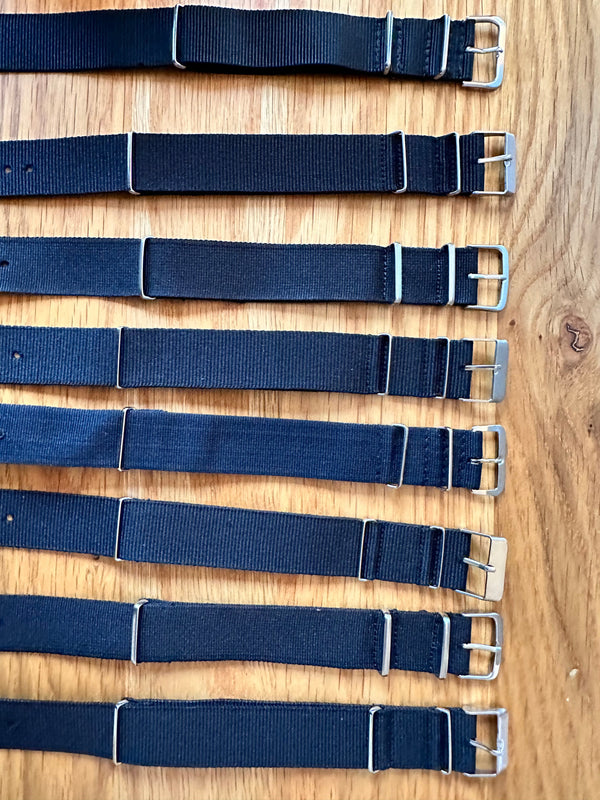 Clearance Bundle of 8 x 20mm Black NATO Military Watch Straps as Pictured - Surplus Stock Reduced to Under Half Price to Clear