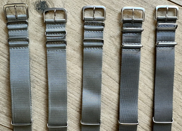 Clearance Bundle of 5 x 20mm Grey NATO Military Watch Straps - Surplus Reduced to Clear Well Under Half Normal Price