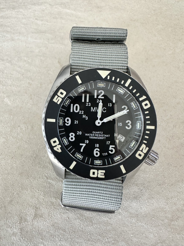 MWC "Depthmaster" 100atm / 3,280ft / 1000m Water Resistant Military Divers Watch in a Stainless Steel Case with GTLS and Helium Valve (10 Year Battery Life) - Needs Second Hand Resetting