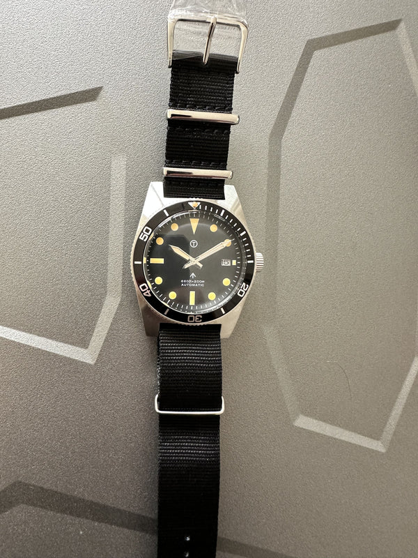 Military Industries 1970s Pattern Automatic 24 Jewel Stainless Steel Divers Watch - Rare Prototype Reduced