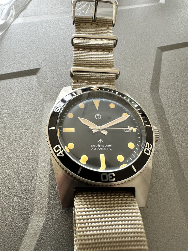 Military Industries 1970s Pattern Automatic 24 Jewel Stainless Steel Divers Watch - Rare Prototype Reduced