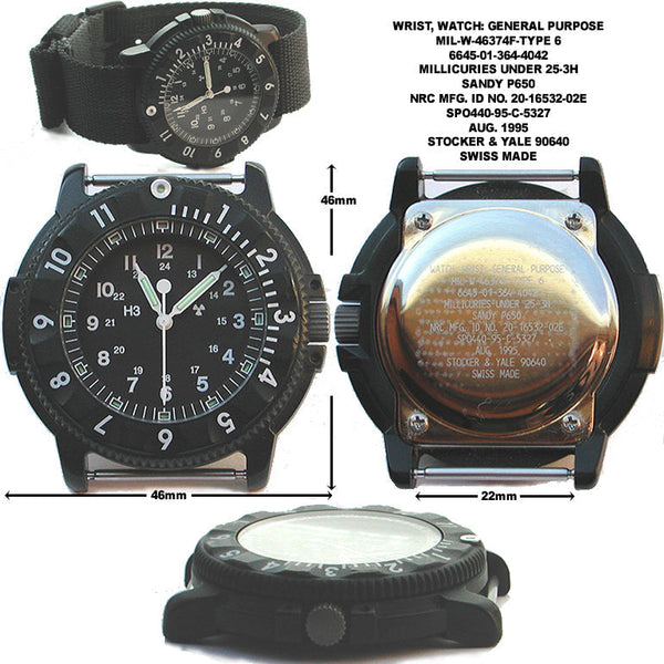 MWC P656 2023 Model PVD Titanium Tactical Series Watch with GTLS Tritium and Ten Year Battery Life (Date Version) - Brand New Watch But Not Running