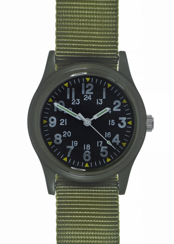 MWC Classic 1960s/70s Pattern Olive Drab Vietnam Watch on Matching Webbing Strap - Ex Display Watch Reduced
