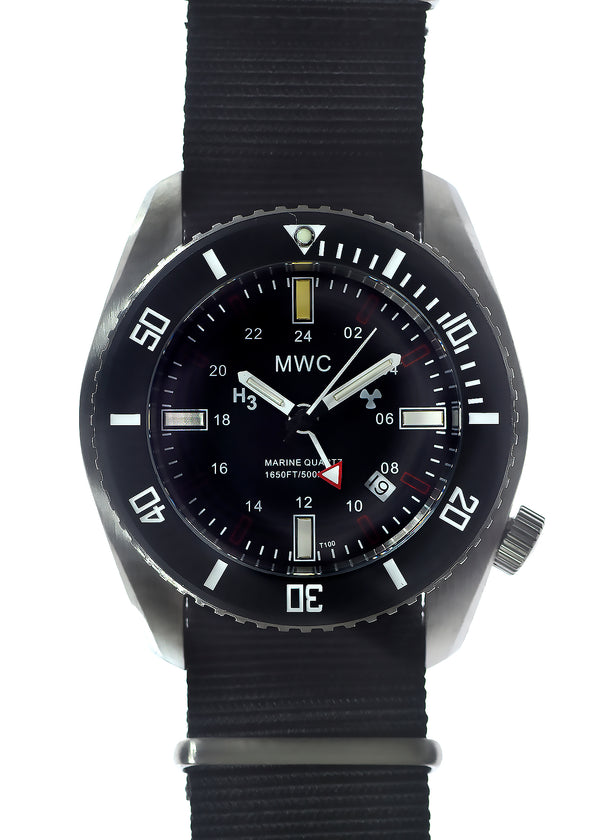 MWC "Submarine / Naval Crew Divers Watch" 500m (1,640ft) Water Resistant Dual Time Zone Military Watch in a Stainless Steel Case with GTLS and Helium Valve - 3 Watches Brand New Ex Display from a Trade Show