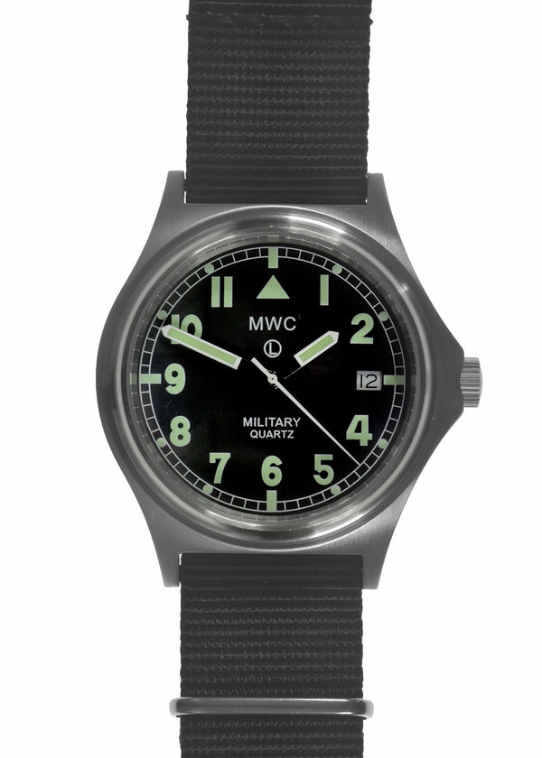 MWC G10 100m Water resistant Military Watch in Stainless Steel Satin Finish Case with Screw Crown and Ten Year Battery Life - Ex Display Watch Reduced