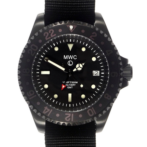 MWC GMT 300m Water Resistant Dual Timezone Military Watch in Black PVD Steel - Ex Display Watch