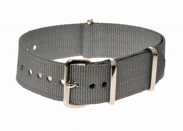 Grey Ballistic Nylon NATO Military Watch Strap - Available in sizes from 18mm to 24mm