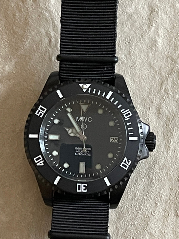 MWC 24 Jewel 300m Automatic Divers Watch on a NATO Strap (Running Fine but Needs Attention to Crown)