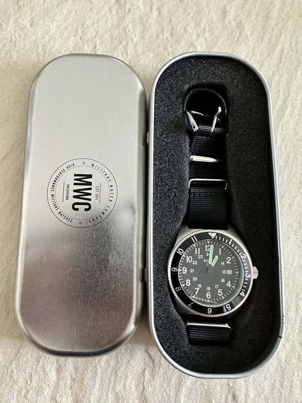 MWC 300m Water Resistant Stainless Steel Navigator Watch - Running but the Second Hand need Reseting