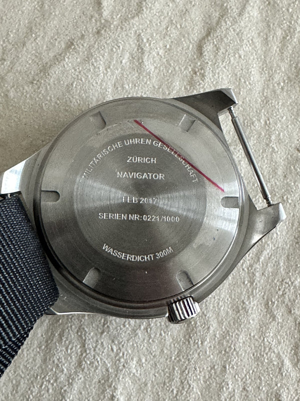 MWC 300m Water Resistant Stainless Steel Navigator Watch - Running but the Second Hand need Reseting