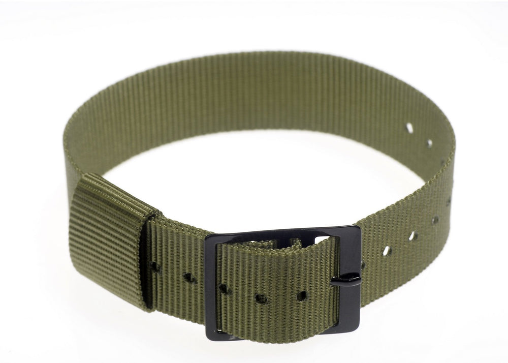 4 x 18mm Olive US Pattern Military Watch Strap with Black Buckles only $1.05 / 75p Each!