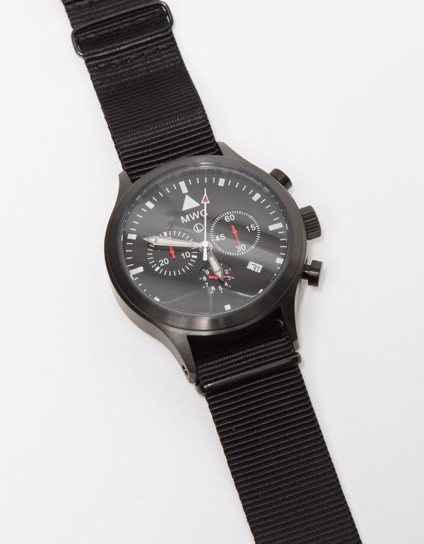 Rare MWC MIL-TEC MKIV PVD Stainless Steel Military Pilots Chronograph - Ex Display Watch from a Trade Show in 2015 Most likely needs a new battery