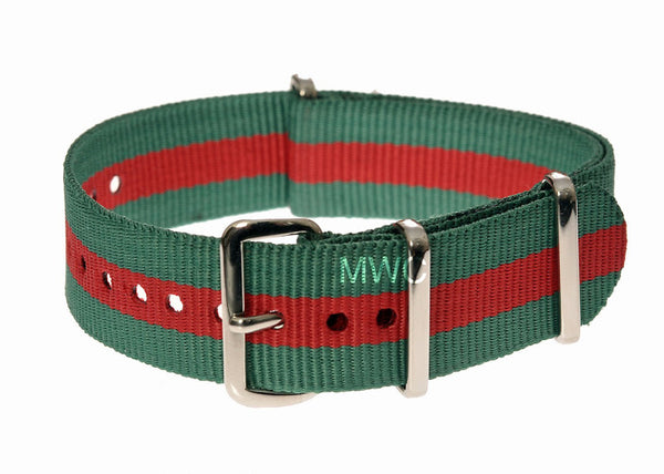 18mm Green and Red NATO Military Watch Strap