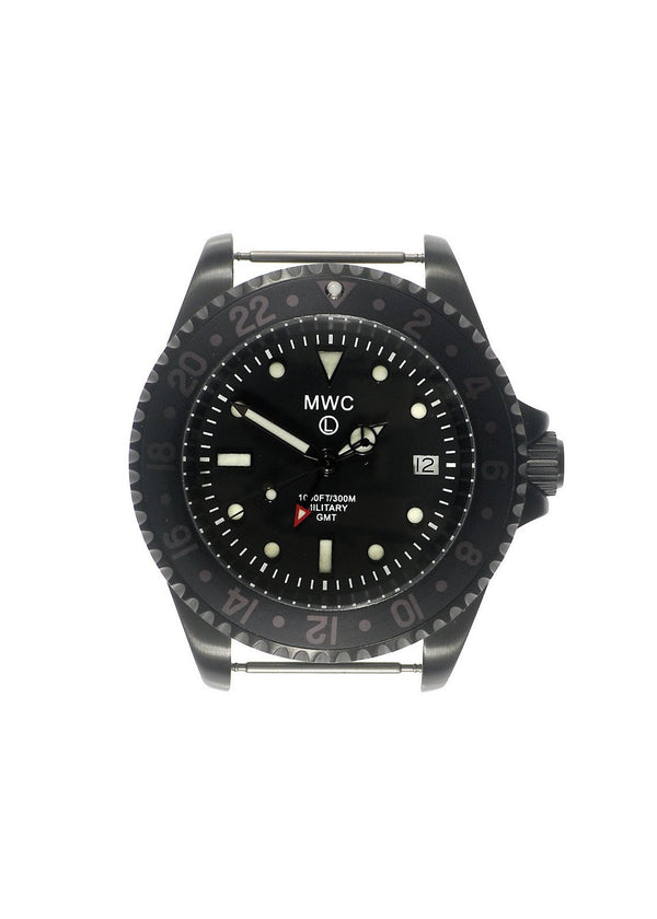 MWC GMT 300m Water Resistant Dual Timezone Military Watch in Black PVD Steel