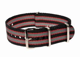 18mm Black, Red and Grey NATO Military Watch Strap
