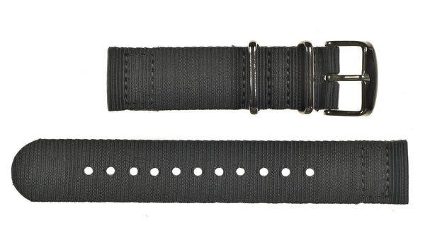 2 Piece 22mm Grey NATO Military Watch Strap in Ballistic Nylon with Stainless Steel Fasteners