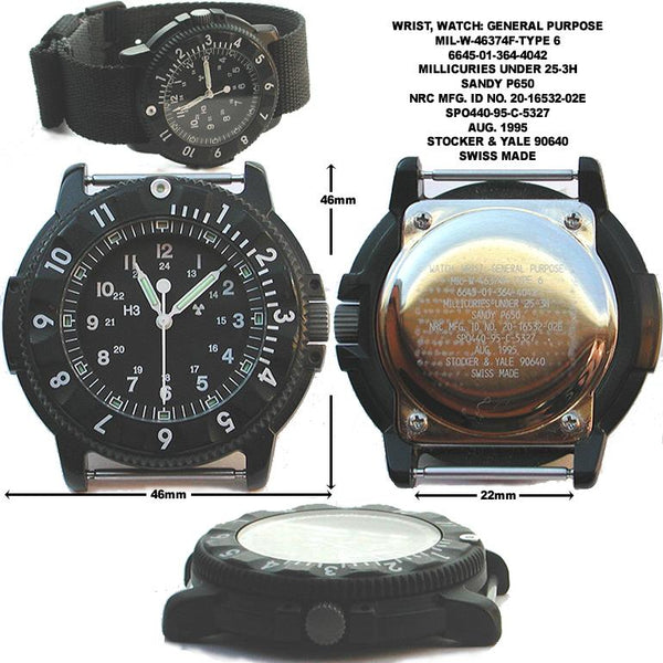 MWC P656 Titanium Tactical Series Watch with GTLS Tritium, 24 Jewel Automatic Movement and Sapphire Crystal (Date Version) - Running Fine but Needs Adjustment to Hand Setting