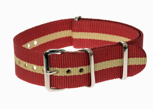 18mm Red and Sand NATO Military Watch Strap