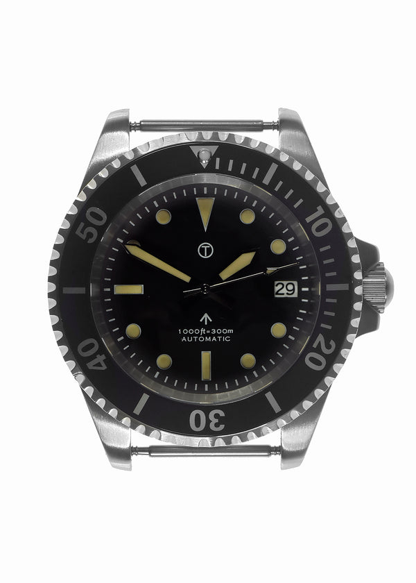MWC 24 Jewel 1980s Pattern 300m Automatic Military Divers Watch with Sapphire Crystal and a Black and a Grey NATO Strap - Last One Reduced