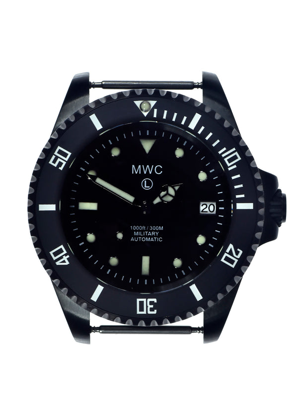 MWC 24 Jewel 300m Automatic Military Divers Watch in Black PVD Steel with Ceramic Bezel and Sapphire Crystal - Ex Display Watch Save 50%