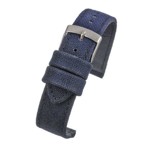 2 Piece Retro Pattern 22mm Canvas Military Watch Strap in Blue - The Ideal Durable Fabric Strap for Military Watches