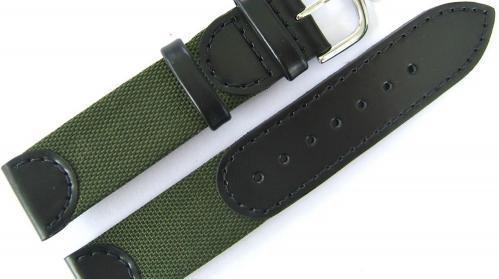 MWC 18mm Retro Leather and Fabric Combination Watch Strap