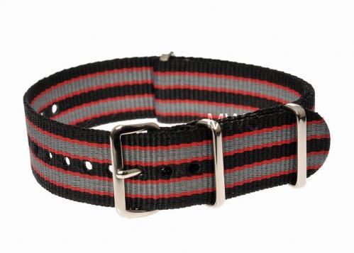 20mm Black, Red and Grey NATO Military Watch Strap